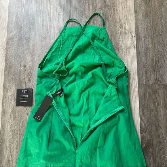 Lulu’s High Neck Ruched Dress Green Mini Medium NEW Party - Picture 7 of 11